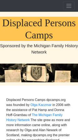 Vorschau der mobilen Webseite www.dpcamps.org, Displaced Persons' (DP) Camps (Liste)