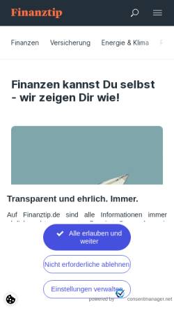 Vorschau der mobilen Webseite www.finanztip.de, Finanztip Verbraucherinformation gemeinnützige GmbH