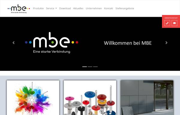 Vorschau von www.mbe-gmbh.de, MBE Moderne Befestigungs-Elemente GmbH