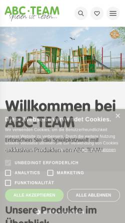 Vorschau der mobilen Webseite www.abc-team.de, ABC-TEAM Spielplatzgeräte GmbH