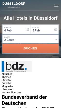 Vorschau der mobilen Webseite www.bdzement.de, Bundesverband der Deutschen Zementindustrie e.V.