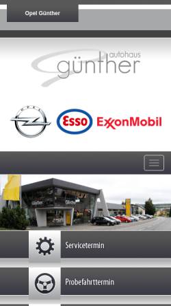 Vorschau der mobilen Webseite www.opel-guenther.de, Opel Autohaus Günther