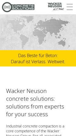 Vorschau der mobilen Webseite www.wackerneuson-concretesolutions.com, Wacker-Werke GmbH & Co. KG