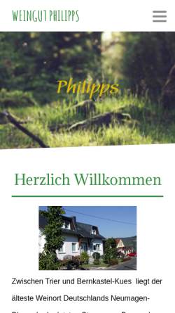 Vorschau der mobilen Webseite www.weingut-philipps.de, Ferienweingut Philipps