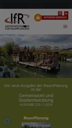 Vorschau der mobilen Webseite ifr-ev.de, Informationskreis fuer Raumplanung e.V. Dortmund