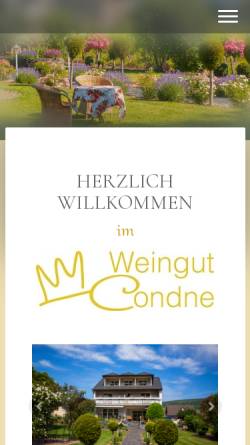 Vorschau der mobilen Webseite www.ferienweingut-condne.de, Ferienweingut Condne