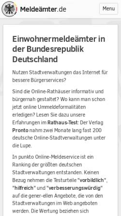 Vorschau der mobilen Webseite www.meldeaemter.de, Meldeaemter.de