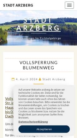 Vorschau der mobilen Webseite www.arzberg.de, Bauer-Porzellan