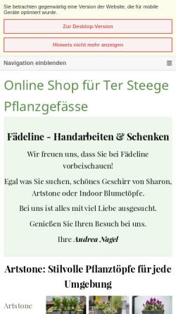 Vorschau der mobilen Webseite faedeline.de, Fädeline