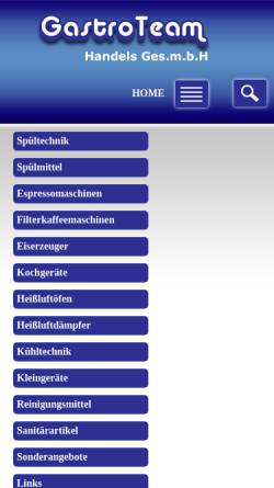Vorschau der mobilen Webseite www.gastroteam.eu, Gastro Team Handels GmbH