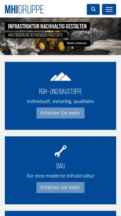 Vorschau der mobilen Webseite www.mhigruppe.de, Mitteldeutsche Hartstein-Industrie AG