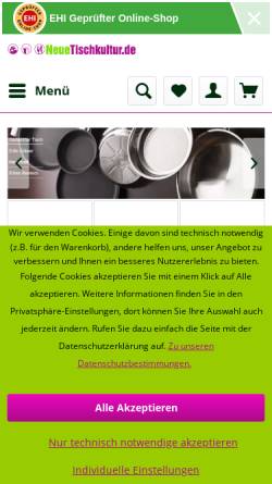 Vorschau der mobilen Webseite www.neuetischkultur.de, Fachversandhandel für Tischkultur Inh. Rico Kretschel e.K.