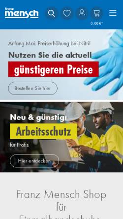 Vorschau der mobilen Webseite www.franz-mensch.de, Franz Mensch GmbH
