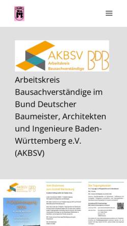 Vorschau der mobilen Webseite www.bdb-akbsv.de, Arbeitskreis Bausachverständige im BDB