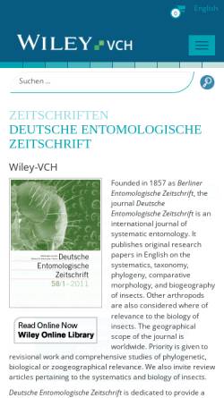 Vorschau der mobilen Webseite www.wiley-vch.de, Deutsche Entomologische Zeitschrift