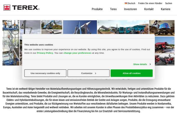 Vorschau von www.terex.de, Terex Corporation