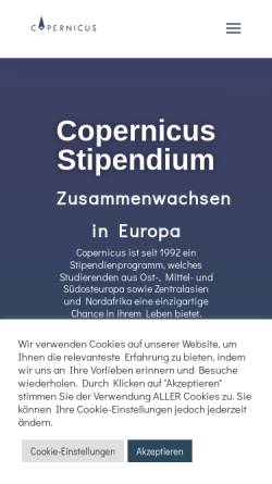 Vorschau der mobilen Webseite www.copernicus-stipendium.de, Copernicus Stipendium