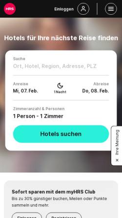 Vorschau der mobilen Webseite www.hrs.de, HRS - Hotel Reservation Service