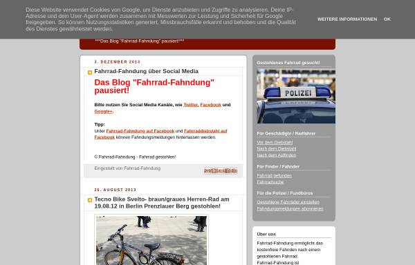Vorschau von fahrrad-fahndung.blogspot.com, Fahrrad-Fahndung
