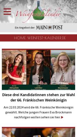 Vorschau der mobilen Webseite www.fraenkischer-weinfestkalender.de, Fränkischer Weinfest Kalender