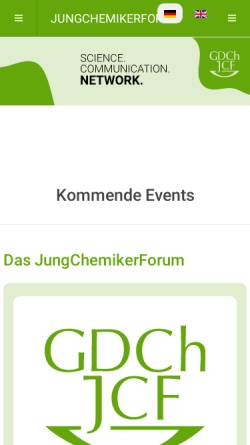 Vorschau der mobilen Webseite www.jungchemikerforum.de, JungChemikerForum der Gesellschaft Deutscher Chemiker e.V.