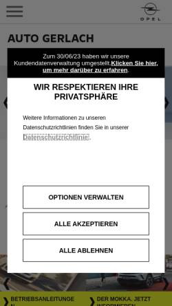 Vorschau der mobilen Webseite opel-gerlach-niederahr.de, Auto Gerlach Westerwald GmbH