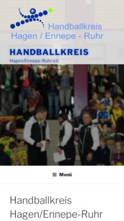 Vorschau der mobilen Webseite www.handballkreis-hagen.de, Handballkreis Hagen / Ennepe-Ruhr e.V.
