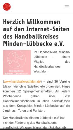 Vorschau der mobilen Webseite www.handballkreis-minden-luebbecke.de, Handballkreis Minden-Lübbecke e.V.
