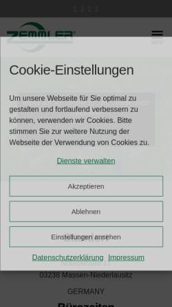 Vorschau der mobilen Webseite www.zemmler.de, Zemmler Siebanlagen