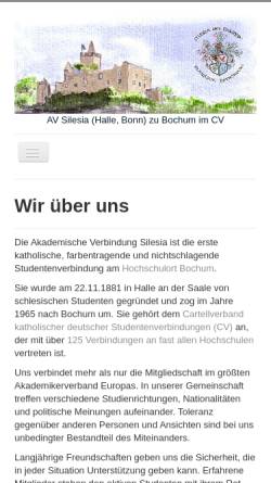 Vorschau der mobilen Webseite www.avsilesia.de, Akademische Verbindung Silesia zu Bochum