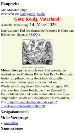 Vorschau der mobilen Webseite www.monarchieliga.de, Monarchieliga