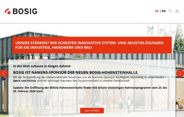 Vorschau von www.bosig.de, Bosig Holding GmbH & Co. KG
