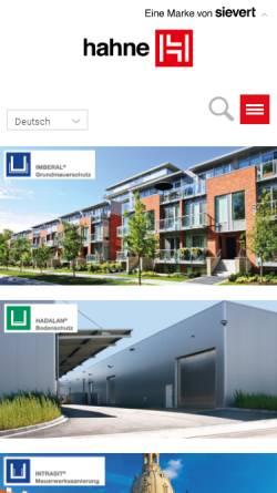 Vorschau der mobilen Webseite www.hahne-bautenschutz.de, Heinrich Hahne GmbH & Co. KG