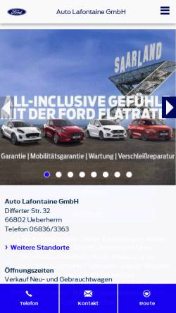 Vorschau der mobilen Webseite ford-lafontaine-ueberherrn.de, Auto Lafontaine GmbH