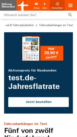 Vorschau der mobilen Webseite www.test.de, Stiftung Warentest - Kinderkutschen