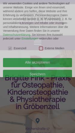 Vorschau der mobilen Webseite www.physiotherapie-fink.de, Brigitte Fink Physiotherapie