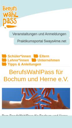 Vorschau der mobilen Webseite berufswahlpass-bochum.de, BerufsWahlPass für Bochum und Herne