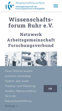 Vorschau der mobilen Webseite www.wissenschaftsforum-ruhr.de, Wissenschaftsforum Ruhr e.V.