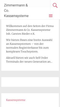 Vorschau der mobilen Webseite zimmermannco.de, Zimmermann und Co Registrierkassen