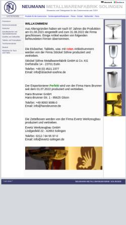 Vorschau der mobilen Webseite fritz-neumann.de, Neumann Metallwarenfabrik