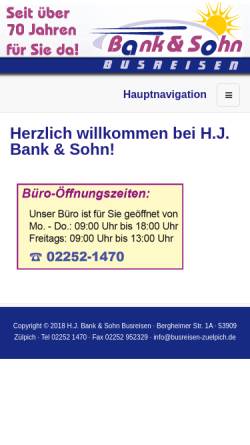Vorschau der mobilen Webseite www.hj-bank-sohn.de, H.J Bank und Sohn Omnibusbetrieb