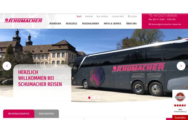Vorschau von www.schumacher-reisen.de, Reisebüro Schumacher OHG