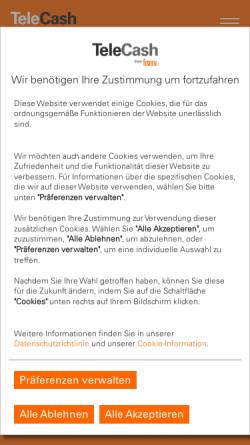 Vorschau der mobilen Webseite www.telecash.de, TeleCash GmbH & Co. KG