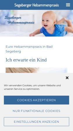 Vorschau der mobilen Webseite www.segeberger-hebammenpraxis.de, Segeberger Hebammenpraxis - Heidi Voß, Angela Mau