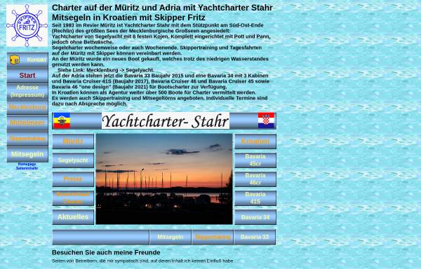Vorschau von www.yachtcharter-stahr.de, Charter an Müritz und Adria