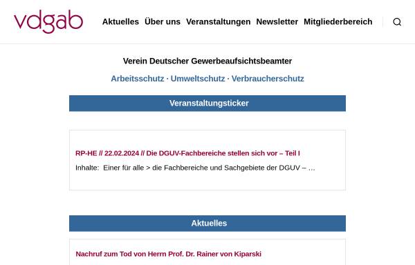 Vorschau von www.vdgab.de, Verein Deutscher Gewerbeaufsichtsbeamten e.V. (VDGAB)