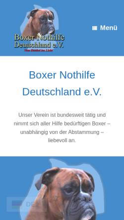 Vorschau der mobilen Webseite www.boxernothilfe.de, Boxer Nothilfe Deutschland e.V.