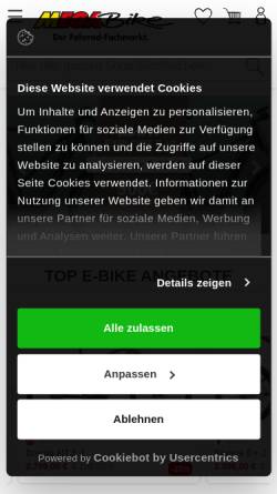 Vorschau der mobilen Webseite www.megabike-online.de, MEGA Bike