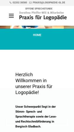 Vorschau der mobilen Webseite www.logopaedie-gl.de, Praxis für Logopädie, Dorothea Pfeiffer-Will
