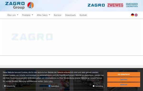 Vorschau von www.zagro.de, Zagro Bahn- und Baumaschinen GmbH